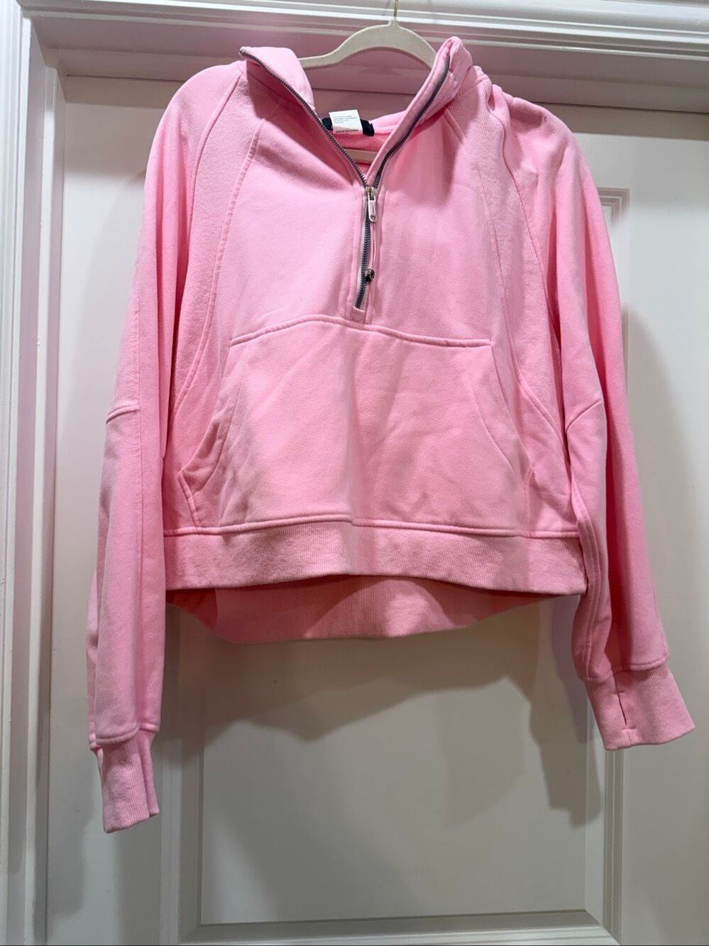 Trendy Queen Womens Pink Half Zip Pullover Sweatshirt Long Sleeve Size XL
